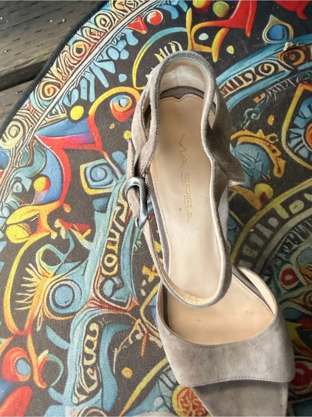 Via Spiga Taupe Suede Platform Sandals with Ankle Strap